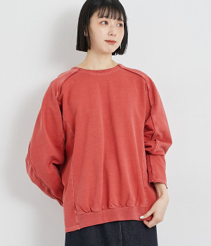 裏毛ピグメントバイオ加工切替プルオーバー(ソフトレッド-ONESIZE)