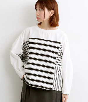 OE天竺ドルマンプルオーバー(ブラックボーダー-ONESIZE)