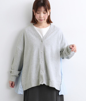 裏毛バイオ加工ドッキングカーディガン(モクグレー-ONESIZE)