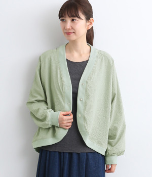 サッカードビー変形ラグランカーディガン(ミント-ONESIZE)