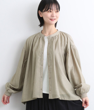 シルクタッチドルマンギャザーブラウス(グレージュ-ONESIZE)
