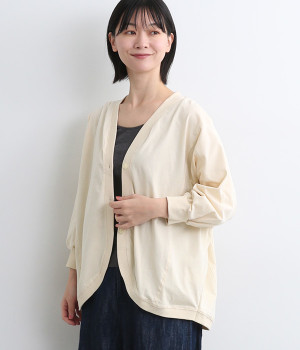強撚天竺ドルマンカーディガン(ライトベージュ-ONESIZE)