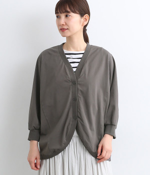 強撚天竺ドルマンカーディガン(チャコール-ONESIZE)