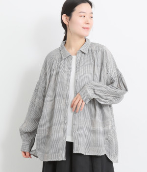 ダブルガーゼ ピンタックシャツ(ベージュ-ONESIZE)