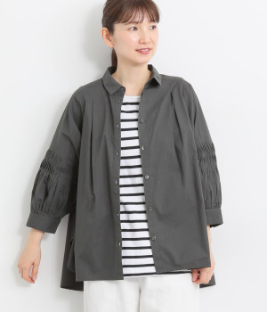 タイプライター ピンタックブラウス(チャコール-ONESIZE)