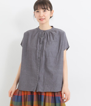 シャンブレー ドルマンブラウス(チャコール-ONESIZE)