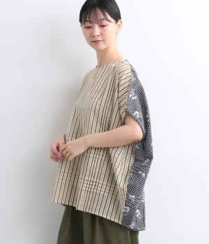 ファブリックダイイングクロッシングタックブラウス(アイボリー-ONESIZE)