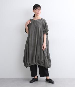 コットンボイルピグメントウォッシュチュニックワンピース(スミクロ-ONESIZE)