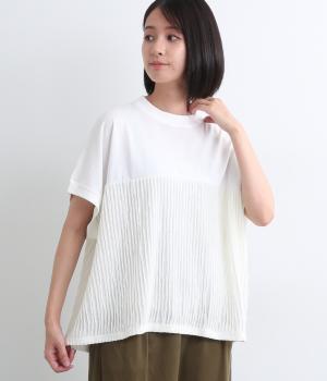 フリル素材切替Tシャツ(オフホワイト-ONESIZE)