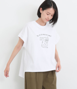 16OE天竺 おませネコT(ホワイト-ONESIZE)