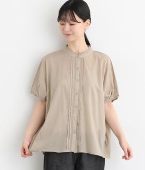 ボイルプリント襟フリルブラウス