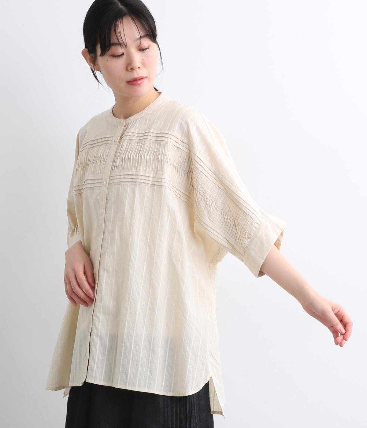 ストライプドビーピンタックブラウス(エクリュ-ONESIZE)
