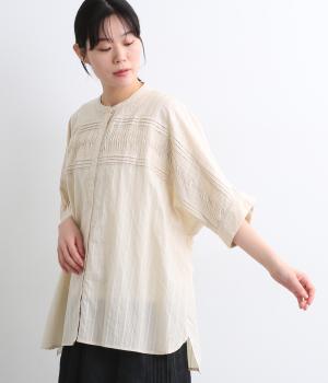ストライプドビーピンタックブラウス(エクリュ-ONESIZE)