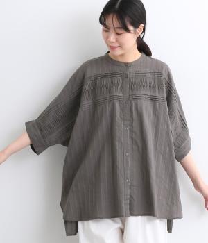 ストライプドビーピンタックブラウス(スミクロ-ONESIZE)