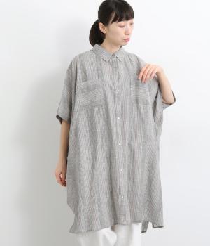 スラブストライプチュニックブラウス(ブラックストライプ-ONESIZE)