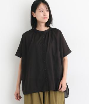 総刺繍バンドカラーブラウス(ブラック-ONESIZE)