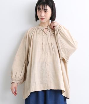 ドビーチェックブラウス(グレージュ-ONESIZE)