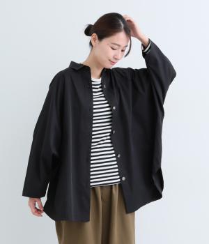 ソフトツイルポンチョシャツ(ブラック-F)