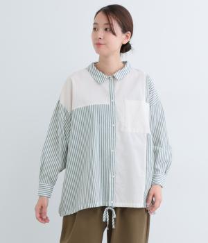 MIXストライプ裾ドロストシャツ(クレイジー-F)