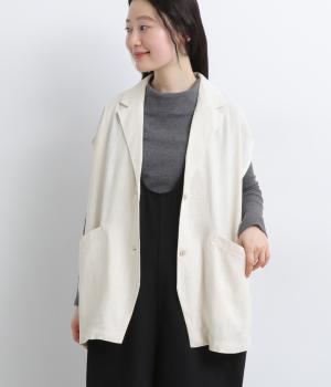 リネンレーヨンテーラードベスト(キナリ-F)