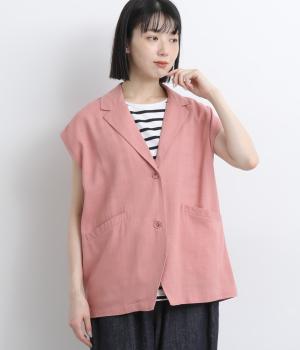 リネンレーヨンテーラードベスト(ソフトピンク-F)