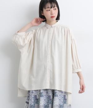 リネンレーヨンボリュームギャザーチュニック(キナリ-F)