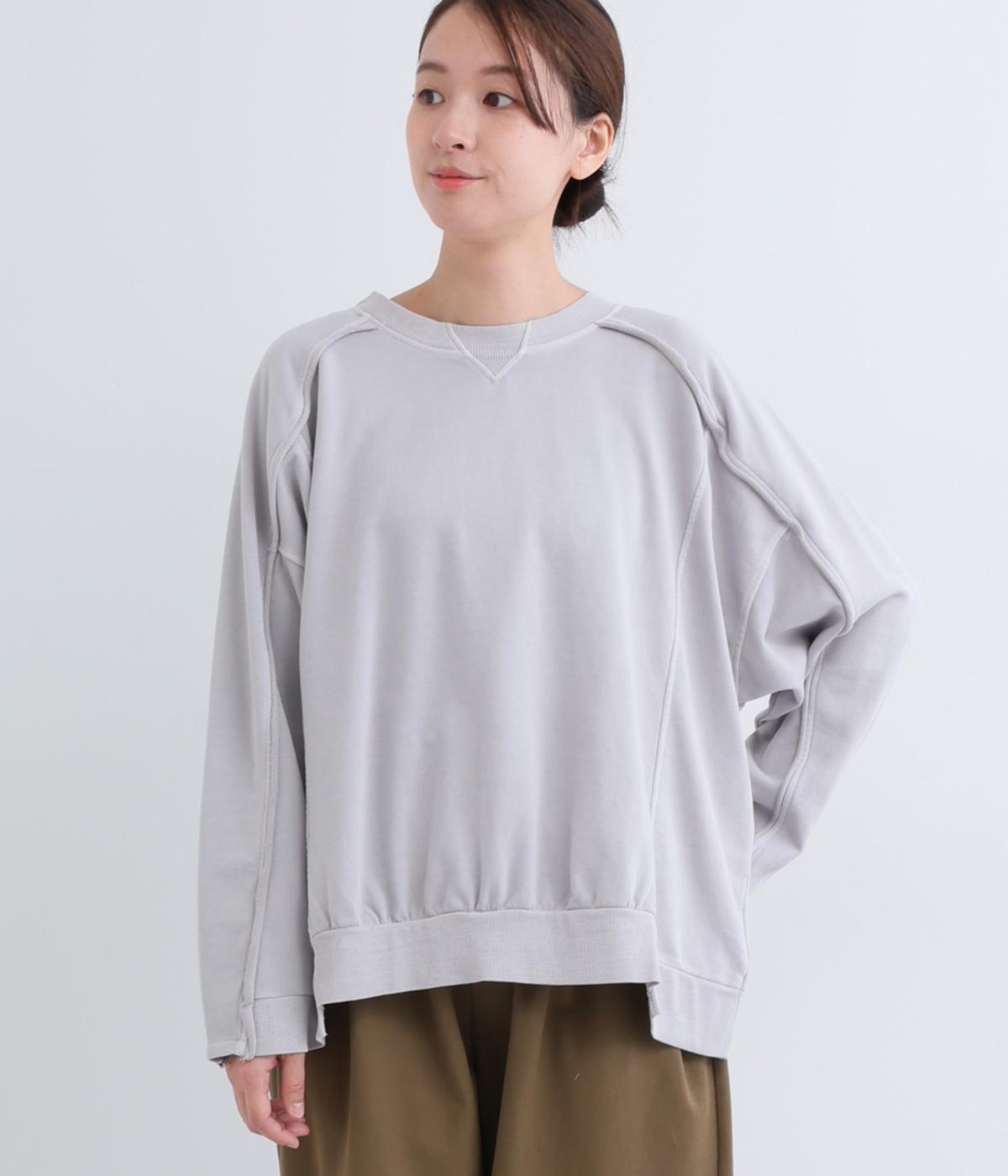 裏毛ピグメント加工ガゼット切替ラグランプルオーバー(グレージュ-F)