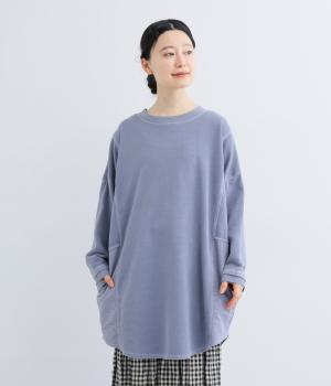 裏毛ピグメント加工ドッキングチュニック(ライトブルー-F)