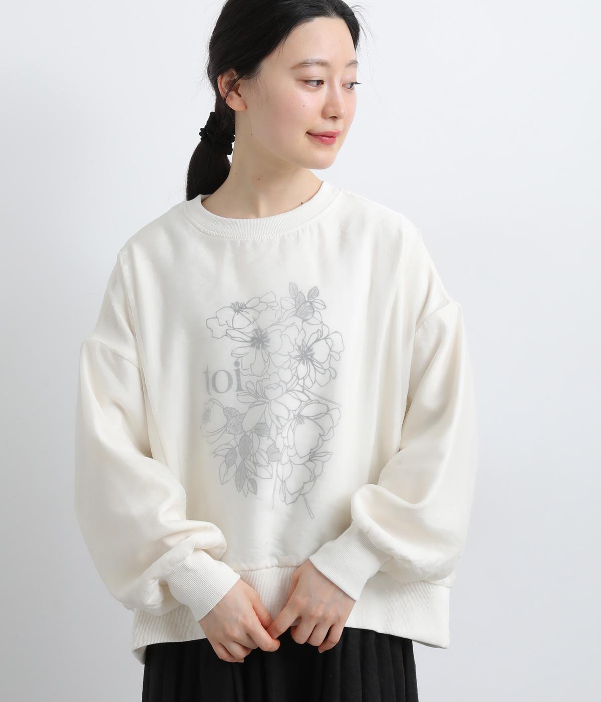 裏毛×オーガンジー花束プルオーバー(アイボリー-F)