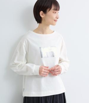 天竺シルケット箔プリントロンTシャツ(オフホワイト-F)