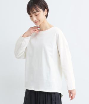 天竺シルケットワイドなロンTシャツ(オフホワイト-F)