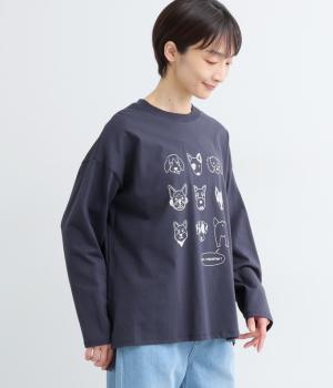 天竺プリントわんだふるTシャツ(ネイビー-F)