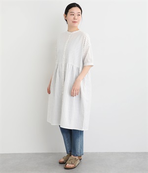 ボーダー布帛 2way切替ワンピース(オフホワイト-ONESIZE)