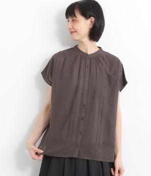 ランダムシアサッカーブラウス(チャコールグレー-ONESIZE)