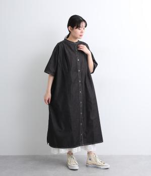４．５OZデニムワンピース(ブラック-ONESIZE)