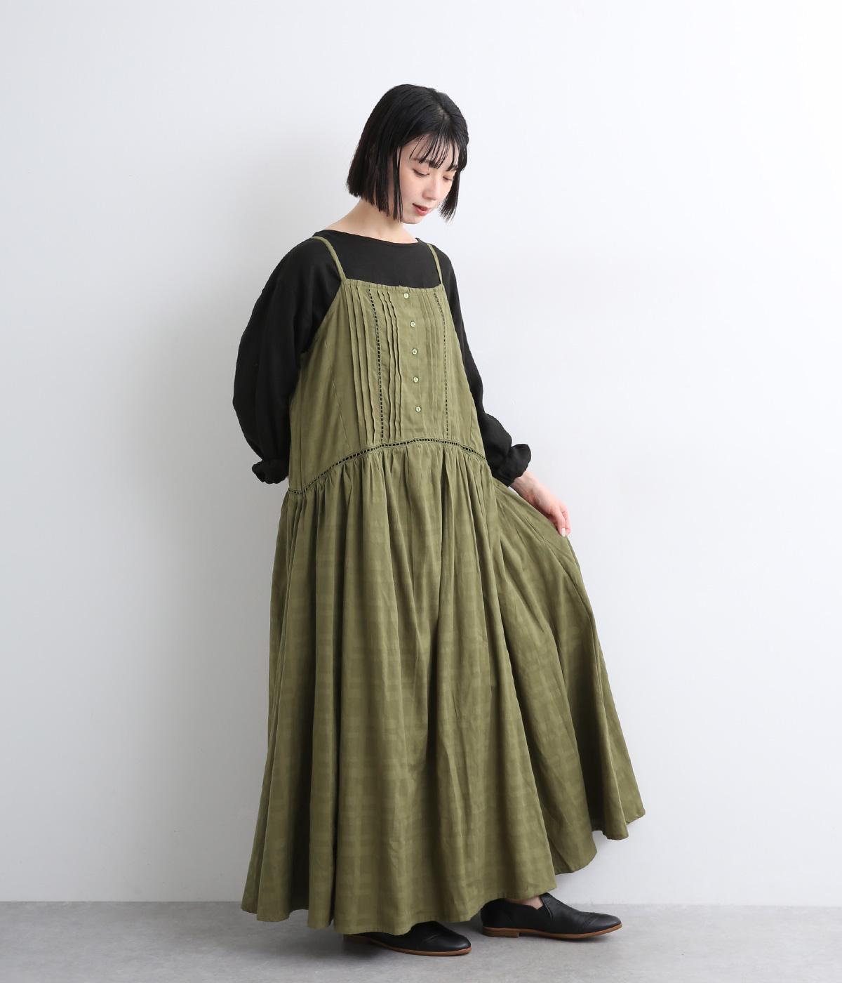 ドビーチェックキャミワンピース(オリーブ-ONESIZE)