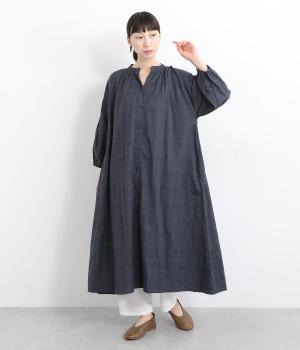 ドビーチェックワンピース(ダークパープル-ONESIZE)