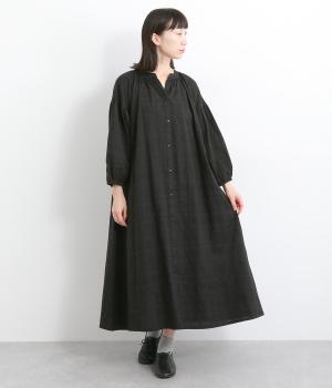 ドビーチェックワンピース(ブラック-ONESIZE)