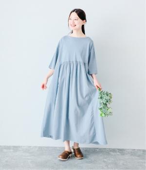 ピグメント×ドッキングカット×布帛ワンピース(スモークブルー-ONESIZE)