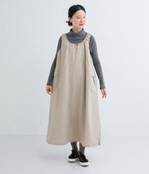 撥水ナイロンドロ―コード付きジャンパースカート(グレージュ-F)