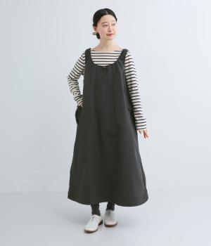 撥水ナイロンドロ―コード付きジャンパースカート(チャコール-F)