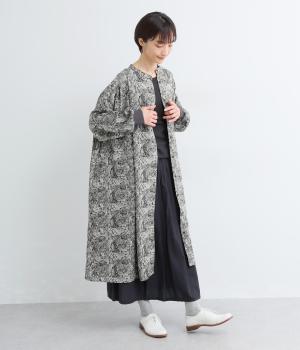 花柄ワッシャーふんわりワンピース(ブラックフラワー-F)