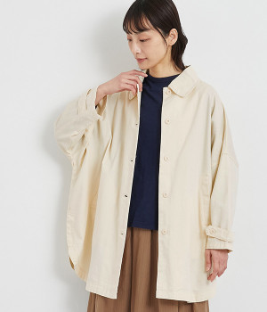 ライトツイルバイオミディ丈ステンカラージャケット(ライトベージュ-ONESIZE)