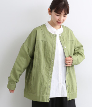 デニムスラブツイルジャケット(ライトグリーン-ONESIZE)