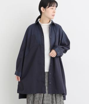 リップストップ×ヘリンボーン×ツイルブロッキングシャツジャケット(ネイビー-F)