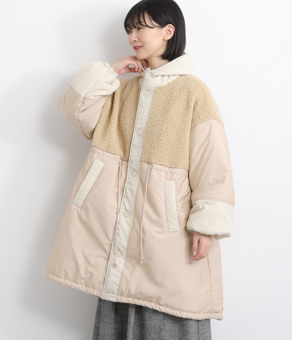 ボア×ワッシャーナイロン×ナイロンボア×ナイロンモッズコート(キナリ-F)