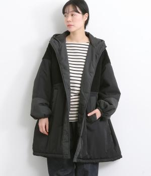 ボア×ワッシャーナイロン×ナイロンボア×ナイロンモッズコート(ブラック-F)