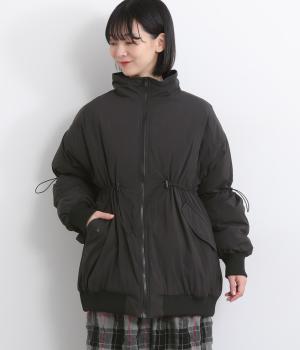 リブ×ナイロンブルゾン(ブラック-F)