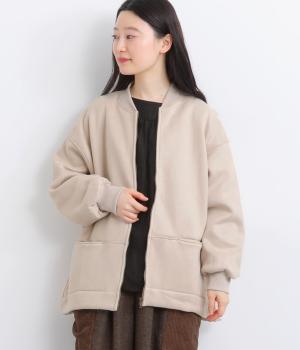 フェイクスエード×フリースMA1風ジャケット(ベージュ-F)