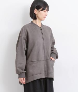 フェイクスエード×フリースMA1風ジャケット(チャコール-F)